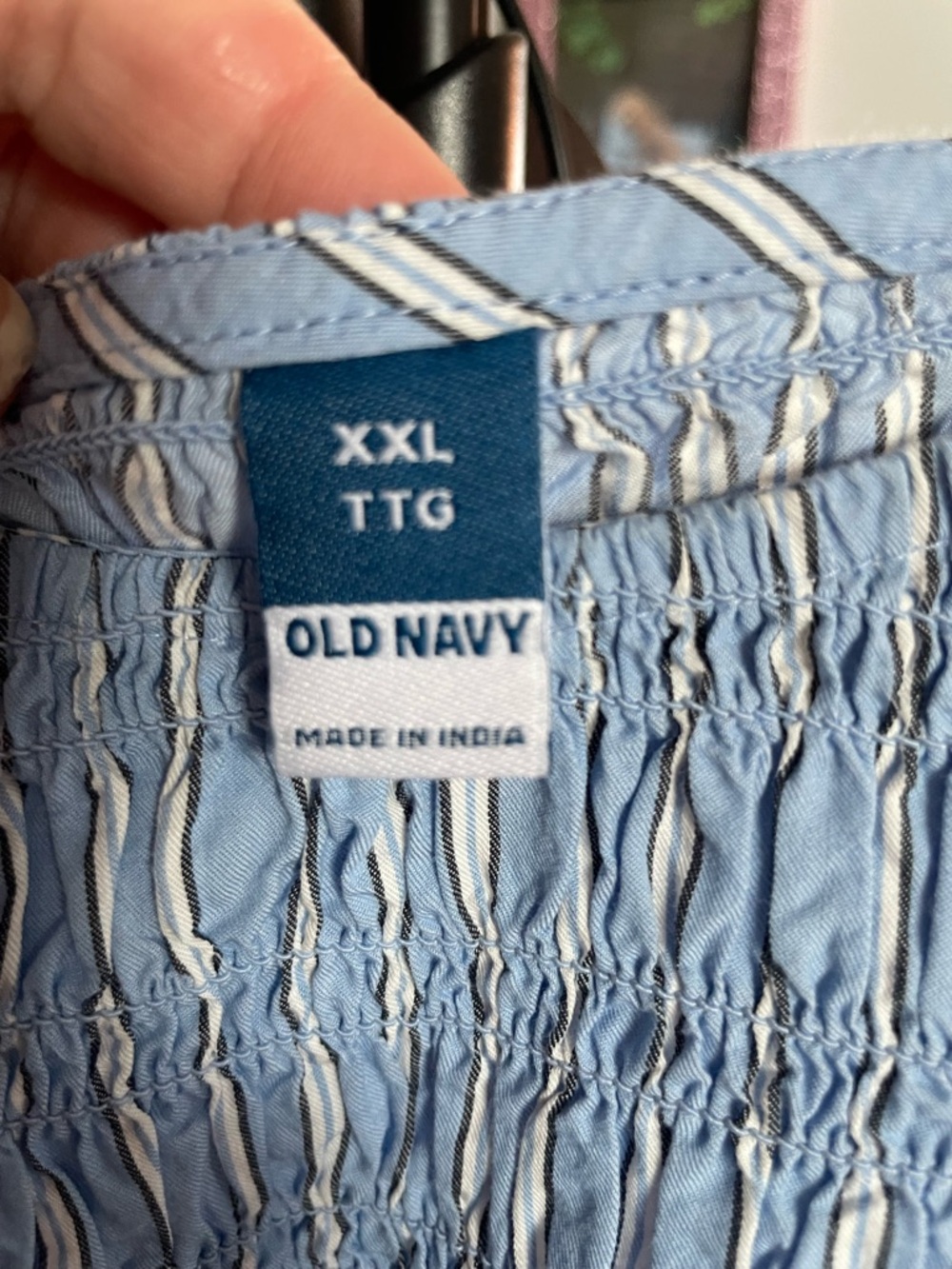 Old Navy Light Blue Striped Smocked Mini Dress - Picture 2 of 3